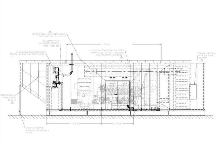Drawing of the elevated view of the generator enclosure